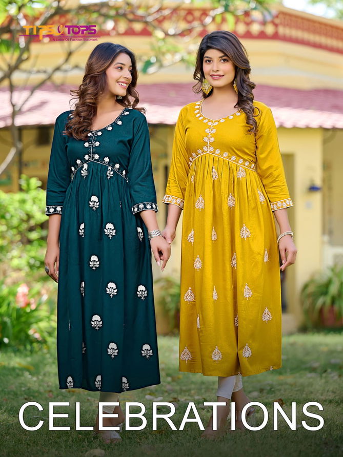 Celebrations Tips And Tops Designer Kurtis Catalog